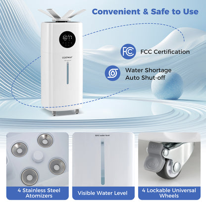 5.5 Gal Humidifier, 360° Nozzles, Wheels, Large Room, White Dehumidifiers at Gallery Canada