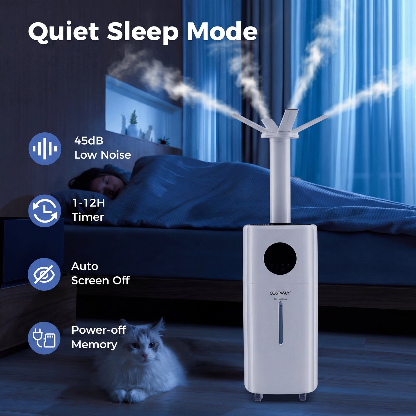 5.5 Gal Humidifier, 360° Nozzles, Wheels, Large Room, White Dehumidifiers at Gallery Canada