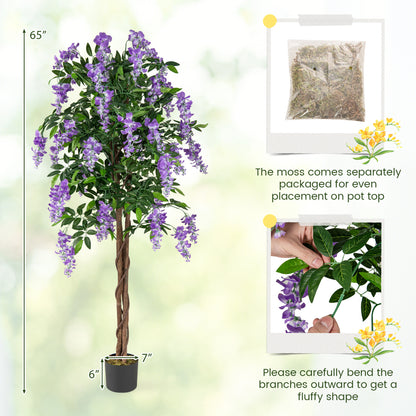 5.5 FT Faux Wisteria Plant in Nursery Pot with Blooming Flowers Set of 2, Purple Faux Plants at Gallery Canada