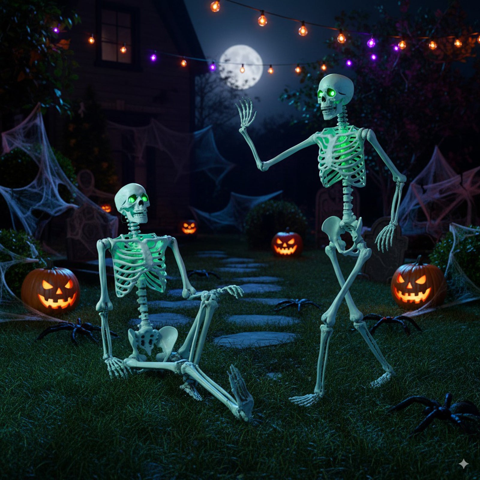 5.5 FT Halloween Skeleton, Life Size Posable, Indoor Outdoor Decoration, White Halloween at Gallery Canada