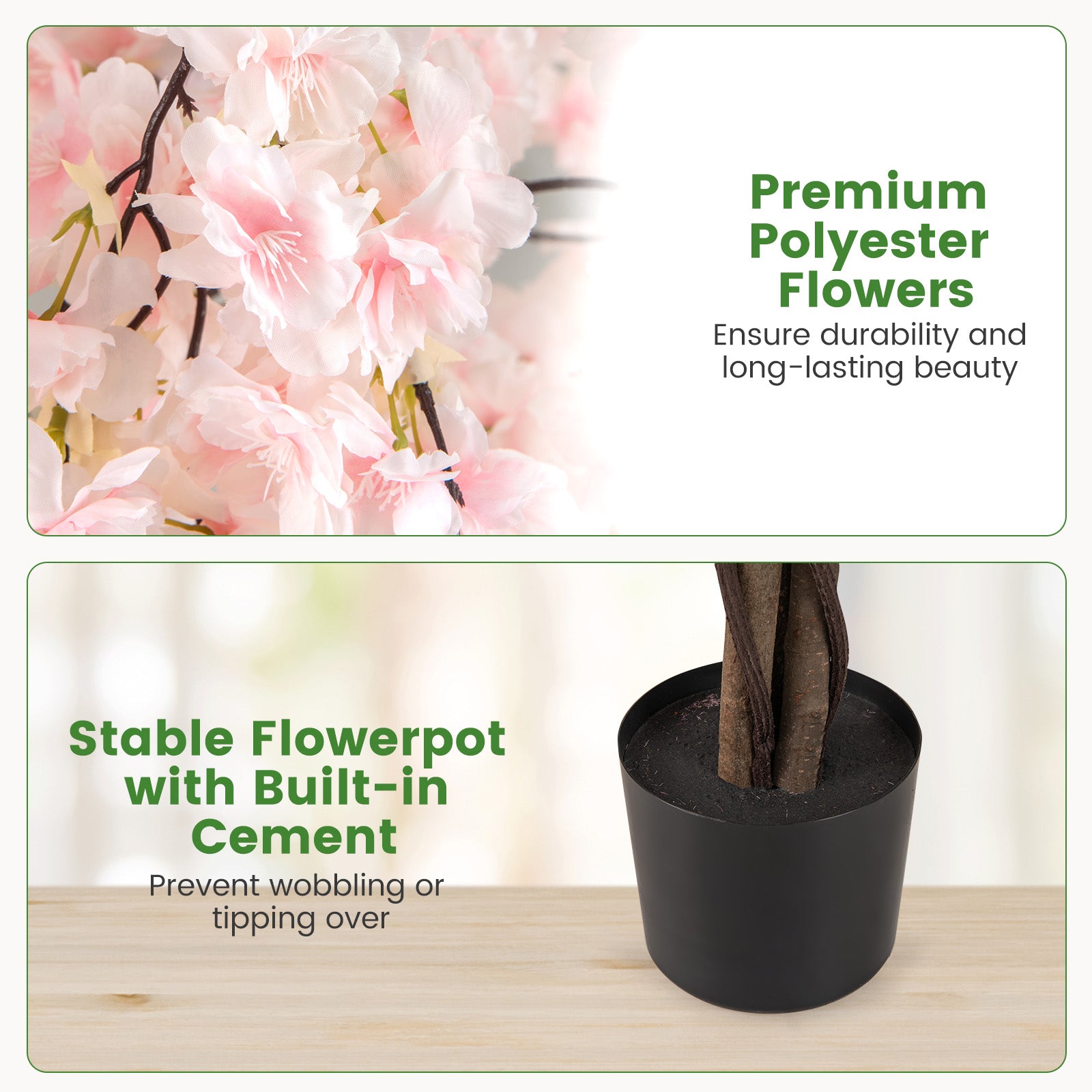 5.5 FT Tall Artificial Cherry Blossom Tree with Pink/White Flowers 2 Pack, White Faux Plants at Gallery Canada