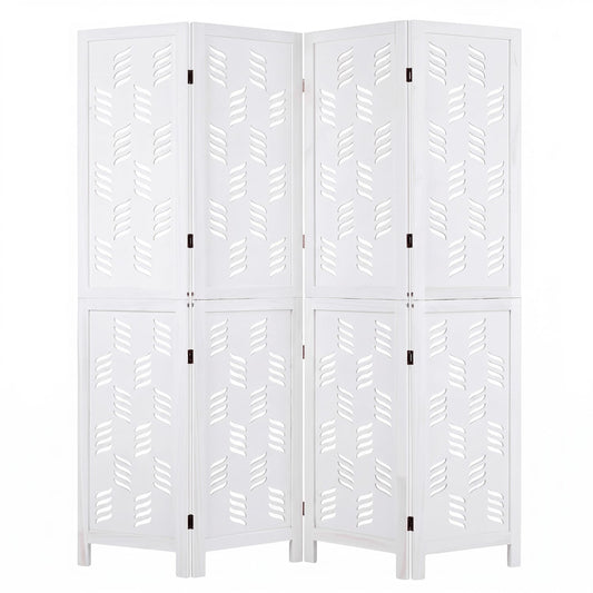 5.5 FT Room Divider, 4 Panels, Wave Cutout, White Room Dividers White at Gallery Canada