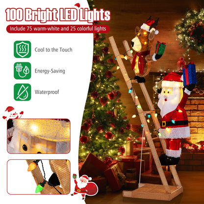 5.5 Feet Christmas Reindeer, Santa On Ladder, 100 LED Lights, Multicolor Christmas Decor & Accessories at Gallery Canada
