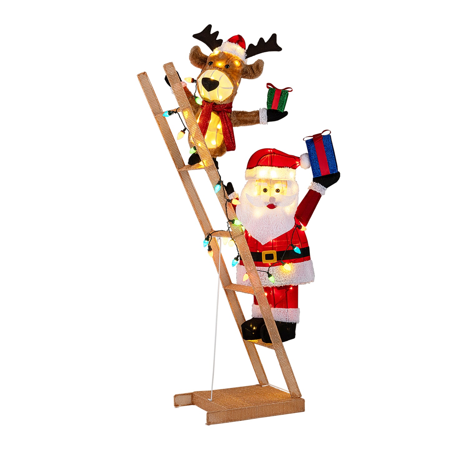 5.5 Feet Christmas Reindeer, Santa On Ladder, 100 LED Lights, Multicolor Christmas Decor & Accessories at Gallery Canada