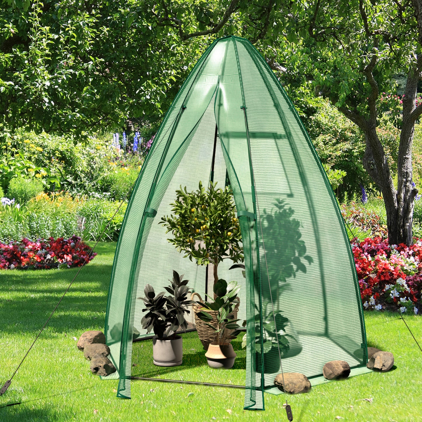 5.5 x 5.5 x 6 Feet Portable Mini Greenhouse, All-Weather PE Cover, Green Greenhouses at Gallery Canada