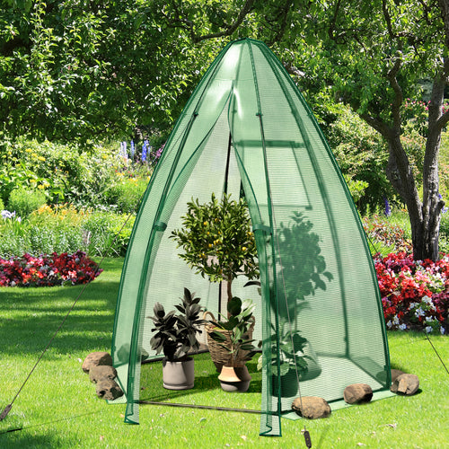 5.5 x 5.5 x 6 Feet Portable Mini Greenhouse, All-Weather PE Cover, Green