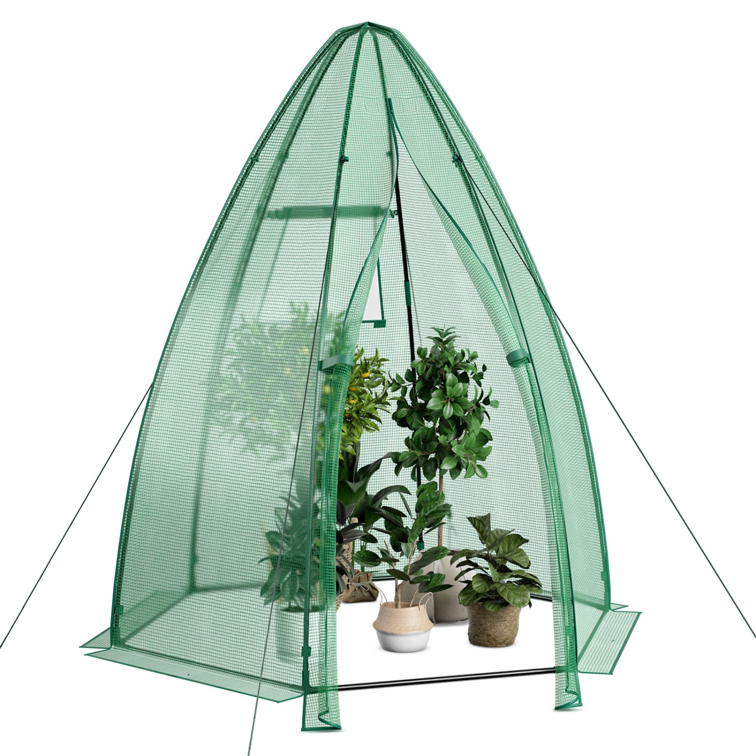 5.5 x 5.5 x 6 Feet Portable Mini Greenhouse, All-Weather PE Cover, Green Greenhouses at Gallery Canada