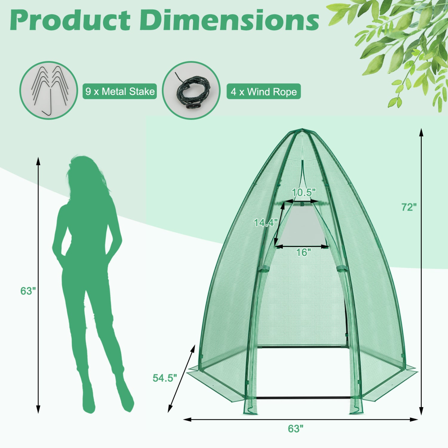 5.5 x 5.5 x 6 Feet Portable Mini Greenhouse, All-Weather PE Cover, Green Greenhouses at Gallery Canada