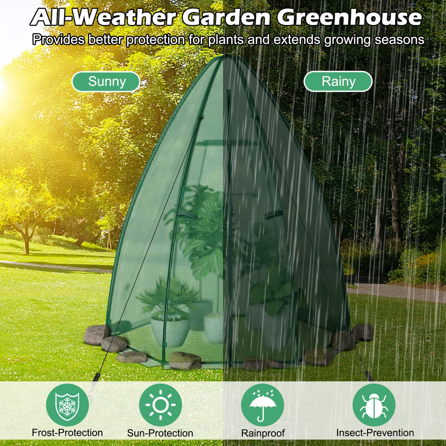 5.5 x 5.5 x 6 Feet Portable Mini Greenhouse, All-Weather PE Cover, Green Greenhouses at Gallery Canada