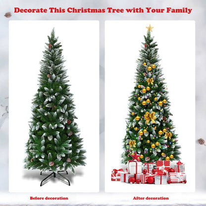 5 Feet Artificial Pencil Christmas Tree, Pine Cones, Green Christmas Tree at Gallery Canada