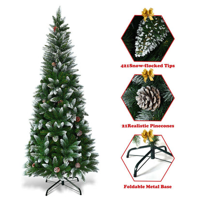 5 Feet Artificial Pencil Christmas Tree, Pine Cones, Green Christmas Tree at Gallery Canada