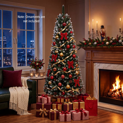 Sapin de Noël artificiel en forme de crayon de 6 pieds, Vert
