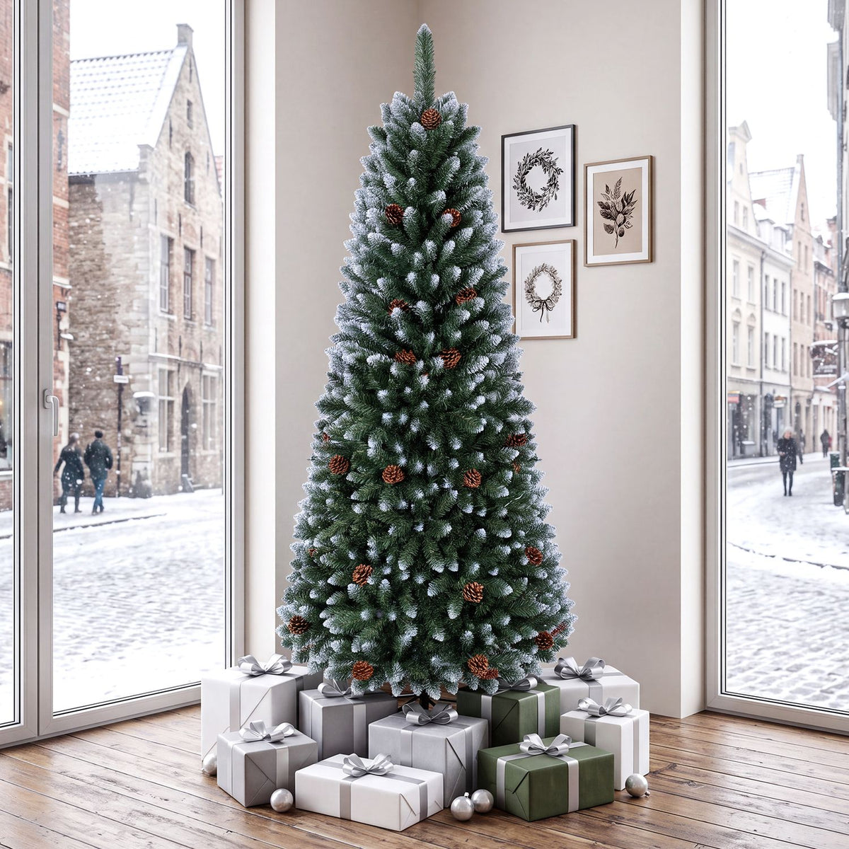 Sapin de Noël artificiel en forme de crayon de 6 pieds, Vert