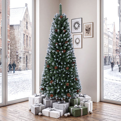 Sapin de Noël artificiel en forme de crayon de 6 pieds, Vert