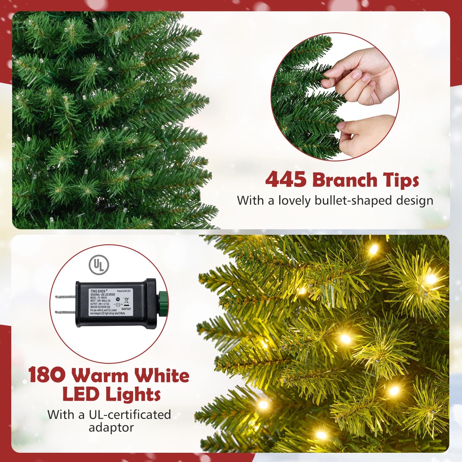 Pre-Lit Pencil Artificial Christmas Tree, 6 ft, Warm White LED Lights, Green Christmas Tree at Gallery Canada