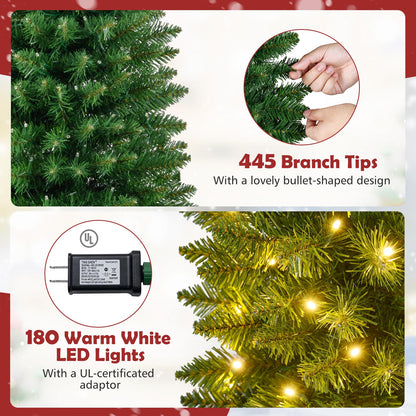 Pre-Lit Pencil Artificial Christmas Tree, 6 ft, Warm White LED Lights, Green Christmas Tree at Gallery Canada