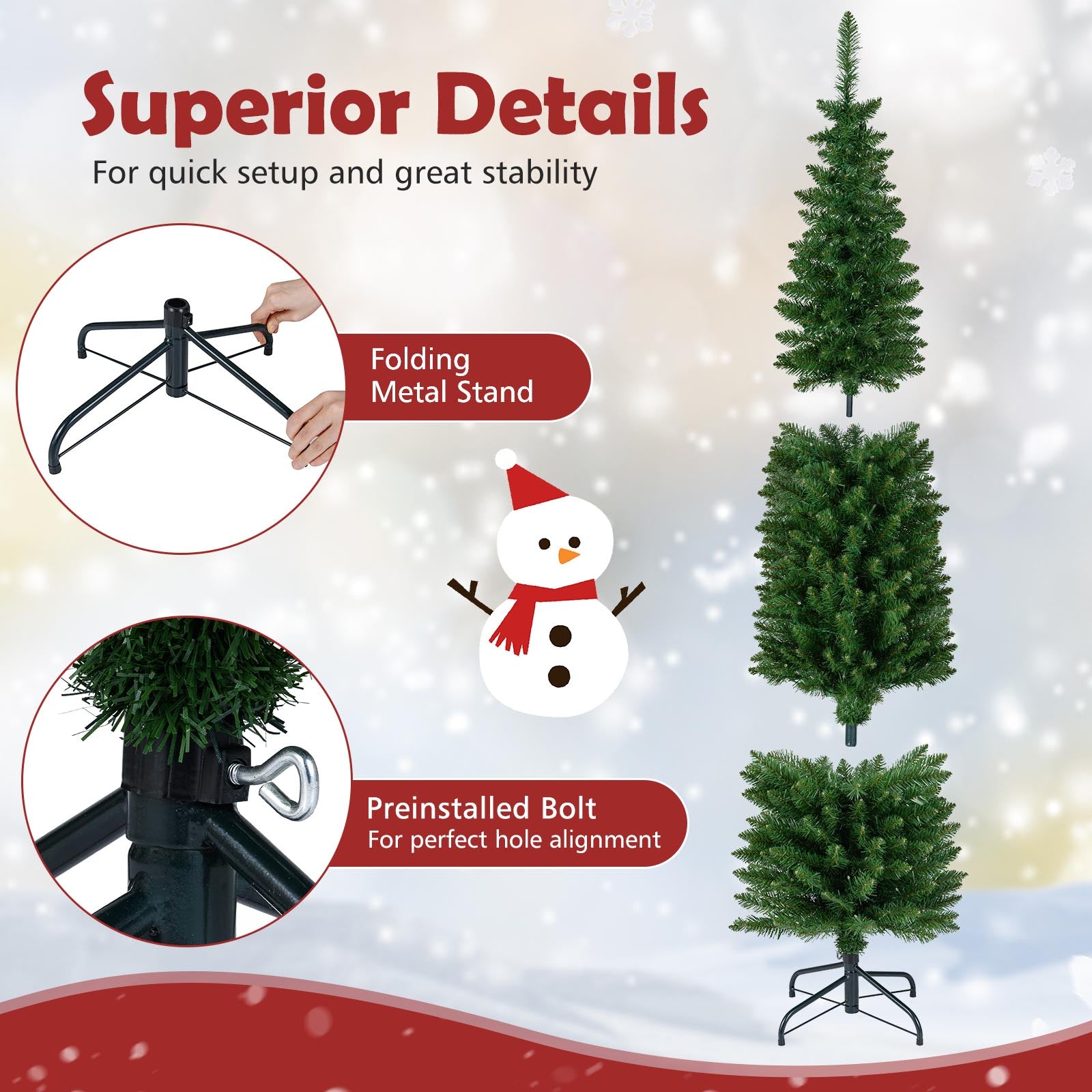 Pre-Lit Pencil Artificial Christmas Tree, 6 ft, Warm White LED Lights, Green Christmas Tree at Gallery Canada