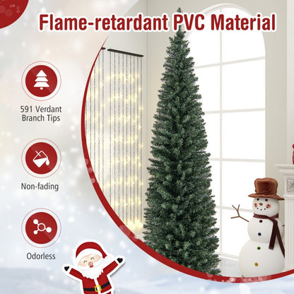 Pre-Lit Pencil Artificial Christmas Tree, 8 Ft, Warm White LED Lights, Green Christmas Tree at Gallery Canada