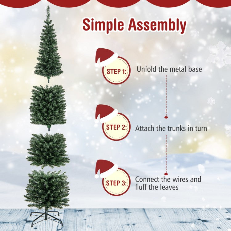 Pre-Lit Pencil Artificial Christmas Tree, 8 Ft, Warm White LED Lights, Green Christmas Tree at Gallery Canada