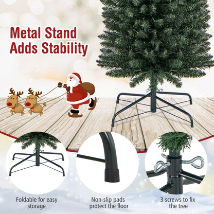 Pre-Lit Pencil Artificial Christmas Tree, 8 Ft, Warm White LED Lights, Green Christmas Tree at Gallery Canada