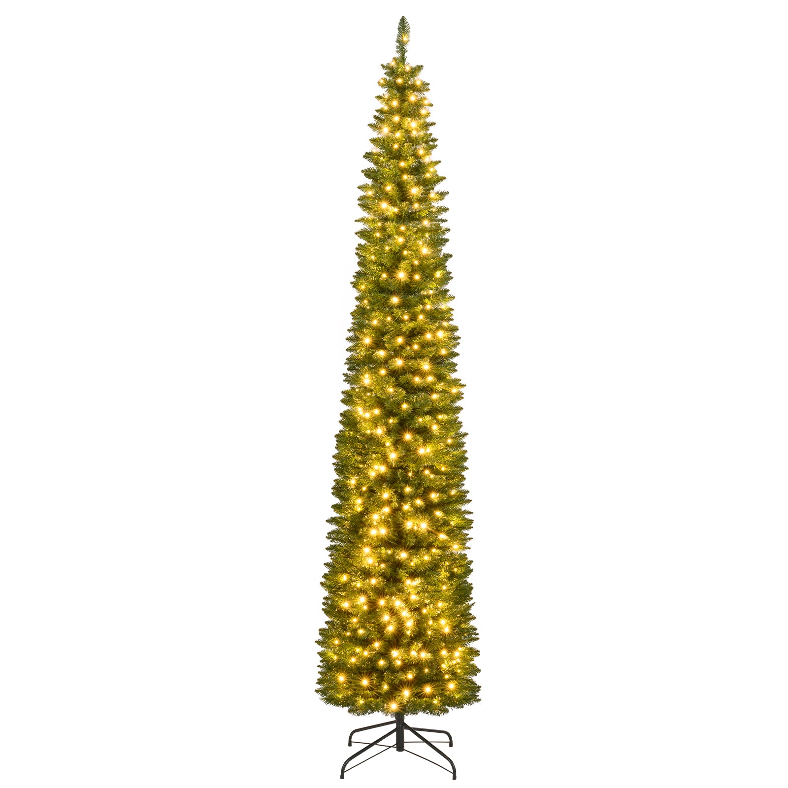 Pre-Lit Pencil Artificial Christmas Tree, 9 ft, 400 Warm White LED Lights, Green Christmas Tree at Gallery Canada