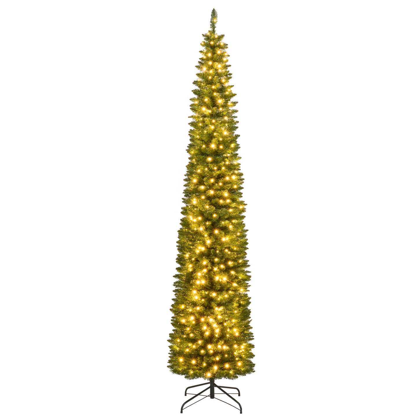 Pre-Lit Pencil Artificial Christmas Tree, 9 ft, 400 Warm White LED Lights, Green Christmas Tree at Gallery Canada
