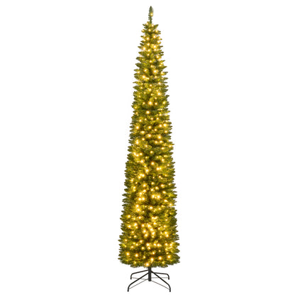 Pre-Lit Pencil Artificial Christmas Tree, 9 ft, 400 Warm White LED Lights, Green Christmas Tree at Gallery Canada