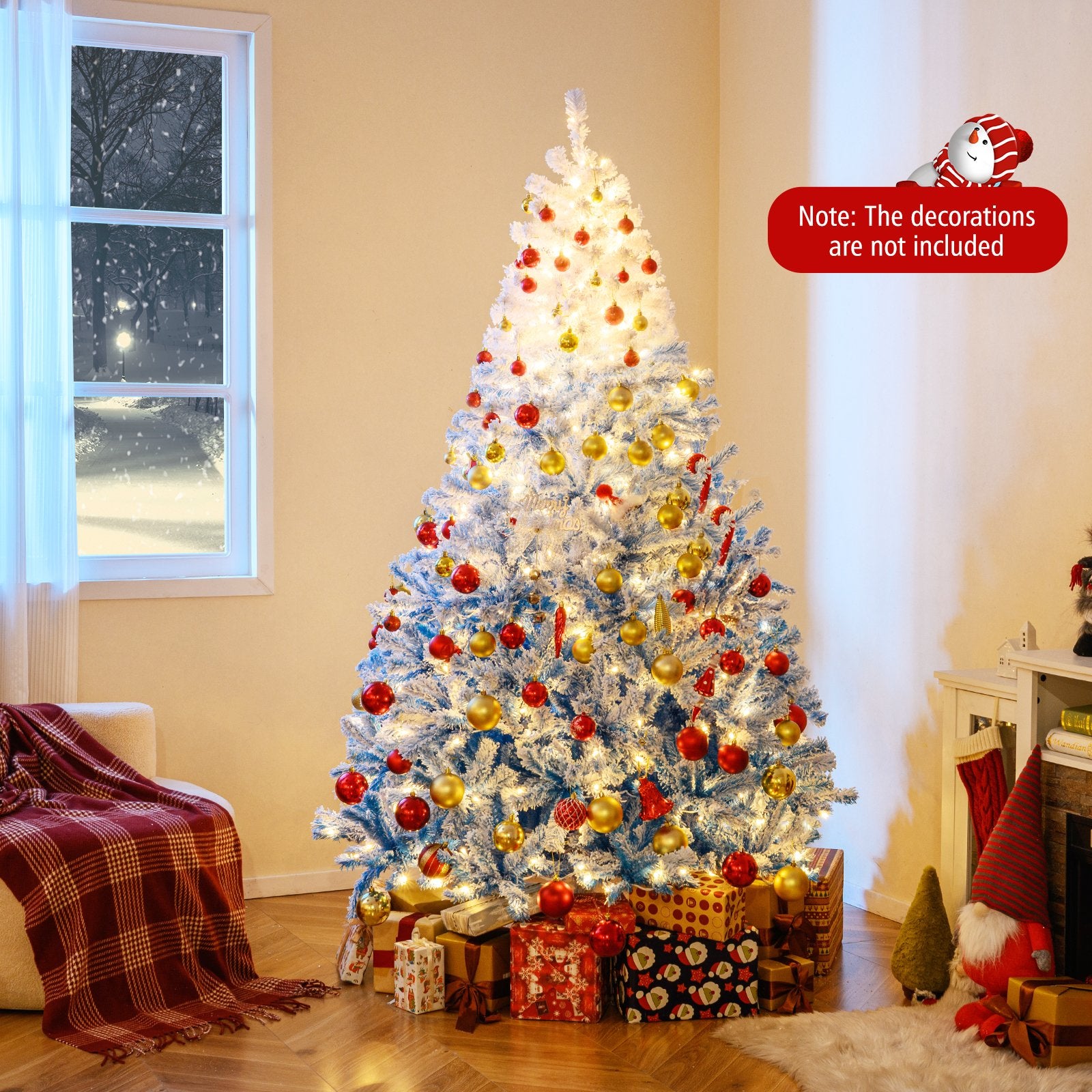 5/6/7/8 FT Artificial Christmas Tree with Warm White LED Lights and 8 Modes-7 Feet, Blue Christmas Tree at Gallery Canada