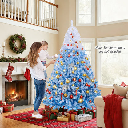 5/6/7/8 FT Artificial Christmas Tree with Warm White LED Lights and 8 Modes-7 Feet, Blue Christmas Tree at Gallery Canada