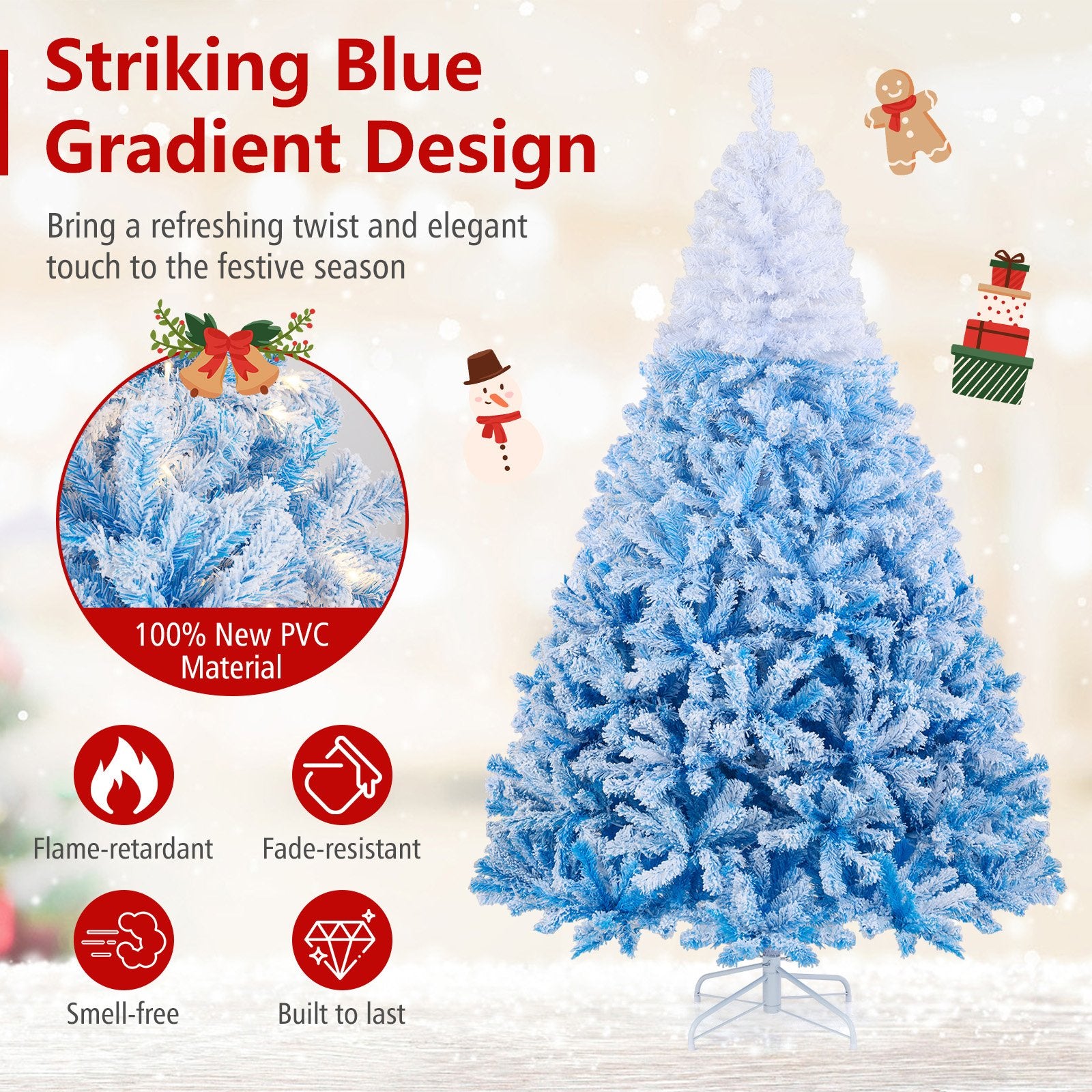 5/6/7/8 FT Artificial Christmas Tree with Warm White LED Lights and 8 Modes-7 Feet, Blue Christmas Tree at Gallery Canada