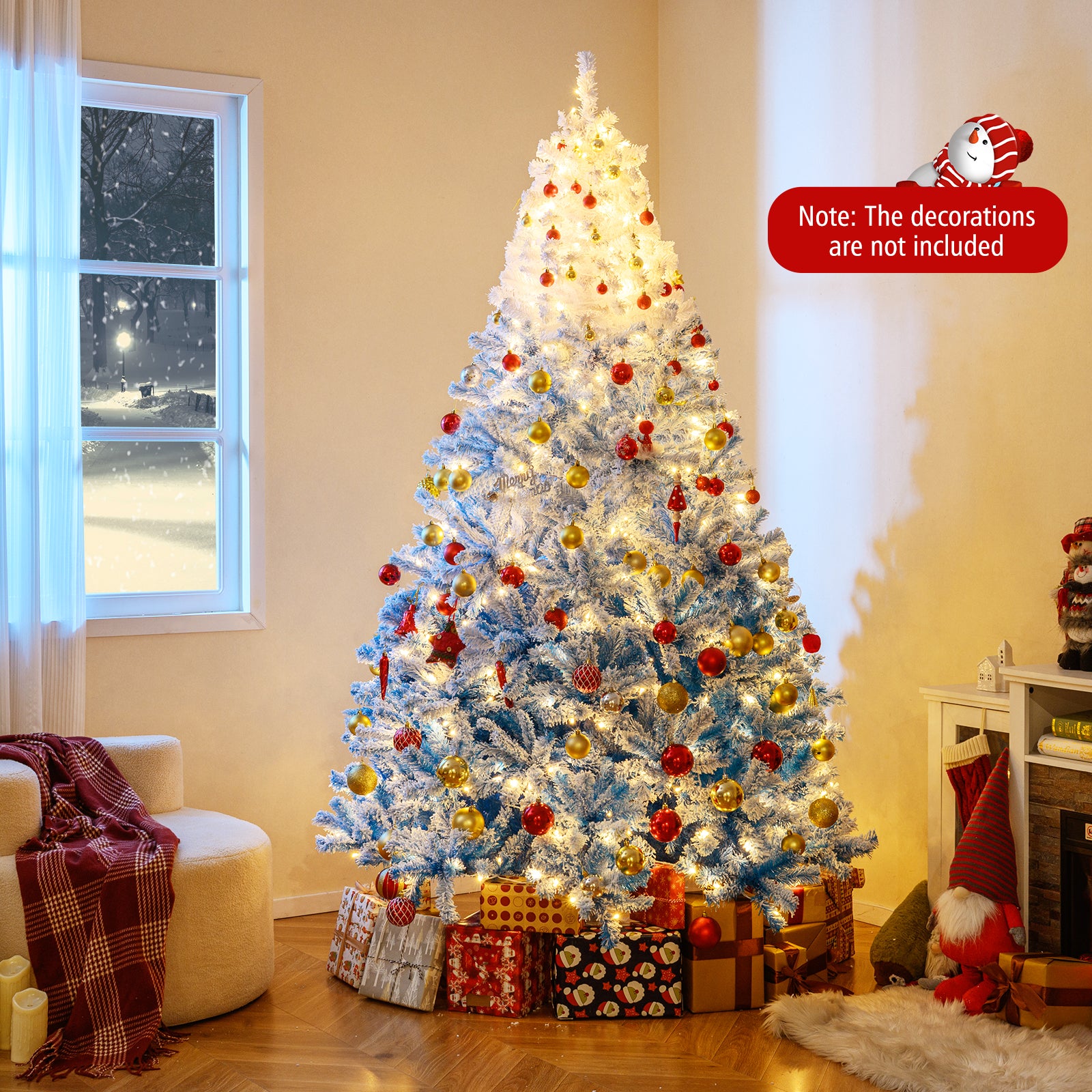 5/6/7/8 FT Artificial Christmas Tree with Warm White LED Lights and 8 Modes-8 Feet, Blue Christmas Tree at Gallery Canada