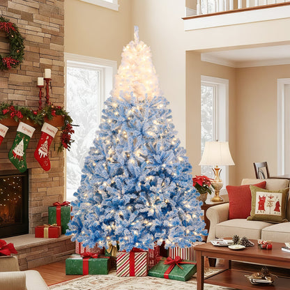 5/6/7/8 FT Artificial Christmas Tree with Warm White LED Lights and 8 Modes-8 Feet, Blue Christmas Tree at Gallery Canada