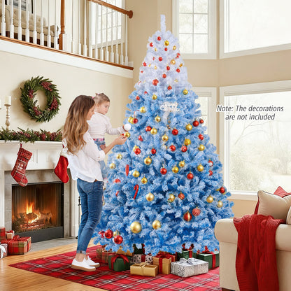 5/6/7/8 FT Artificial Christmas Tree with Warm White LED Lights and 8 Modes-8 Feet, Blue Christmas Tree at Gallery Canada