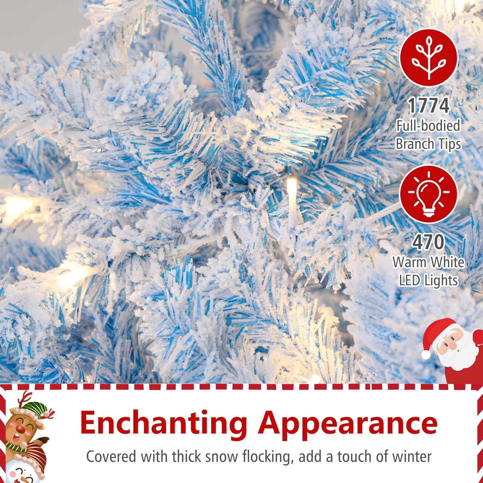 5/6/7/8 FT Artificial Christmas Tree with Warm White LED Lights and 8 Modes-8 Feet, Blue Christmas Tree at Gallery Canada