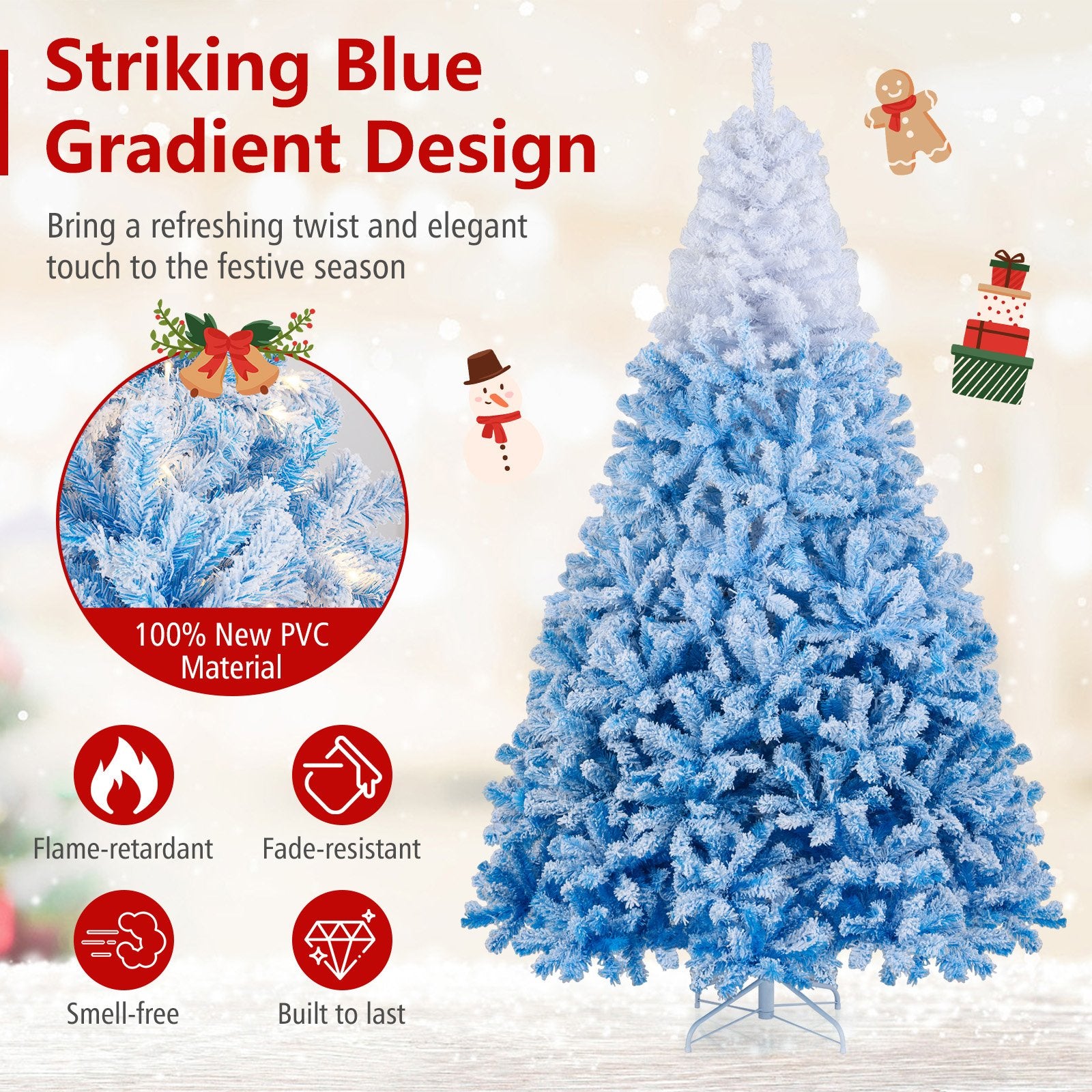 5/6/7/8 FT Artificial Christmas Tree with Warm White LED Lights and 8 Modes-8 Feet, Blue Christmas Tree at Gallery Canada