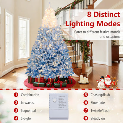 5/6/7/8 FT Artificial Christmas Tree with Warm White LED Lights and 8 Modes-8 Feet, Blue Christmas Tree at Gallery Canada