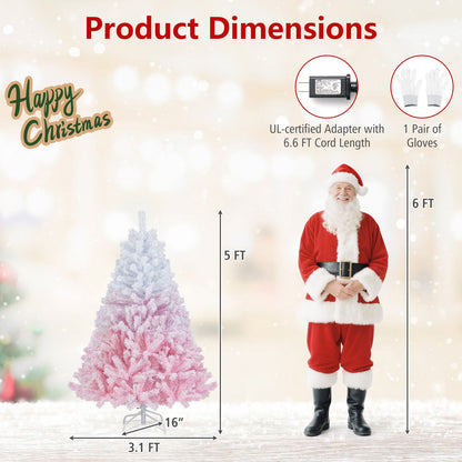 5/6/7/8 FT Artificial Christmas Tree with Warm White LED Lights and 8 Modes for Holiday-5 Feet, Pink Christmas Tree at Gallery Canada