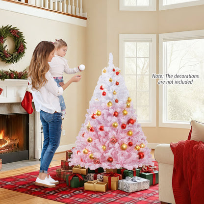 5/6/7/8 FT Artificial Christmas Tree with Warm White LED Lights and 8 Modes for Holiday-5 Feet, Pink Christmas Tree at Gallery Canada