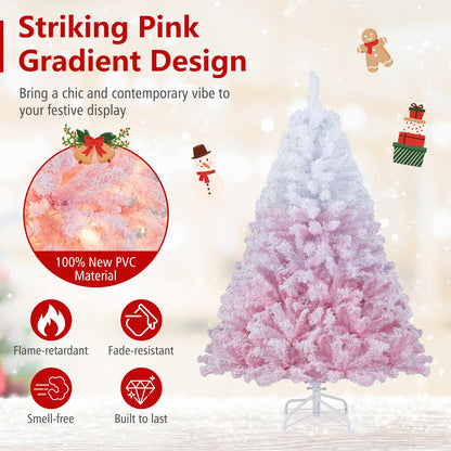 5/6/7/8 FT Artificial Christmas Tree with Warm White LED Lights and 8 Modes for Holiday-5 Feet, Pink Christmas Tree at Gallery Canada