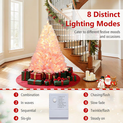 5/6/7/8 FT Artificial Christmas Tree with Warm White LED Lights and 8 Modes for Holiday-5 Feet, Pink Christmas Tree at Gallery Canada