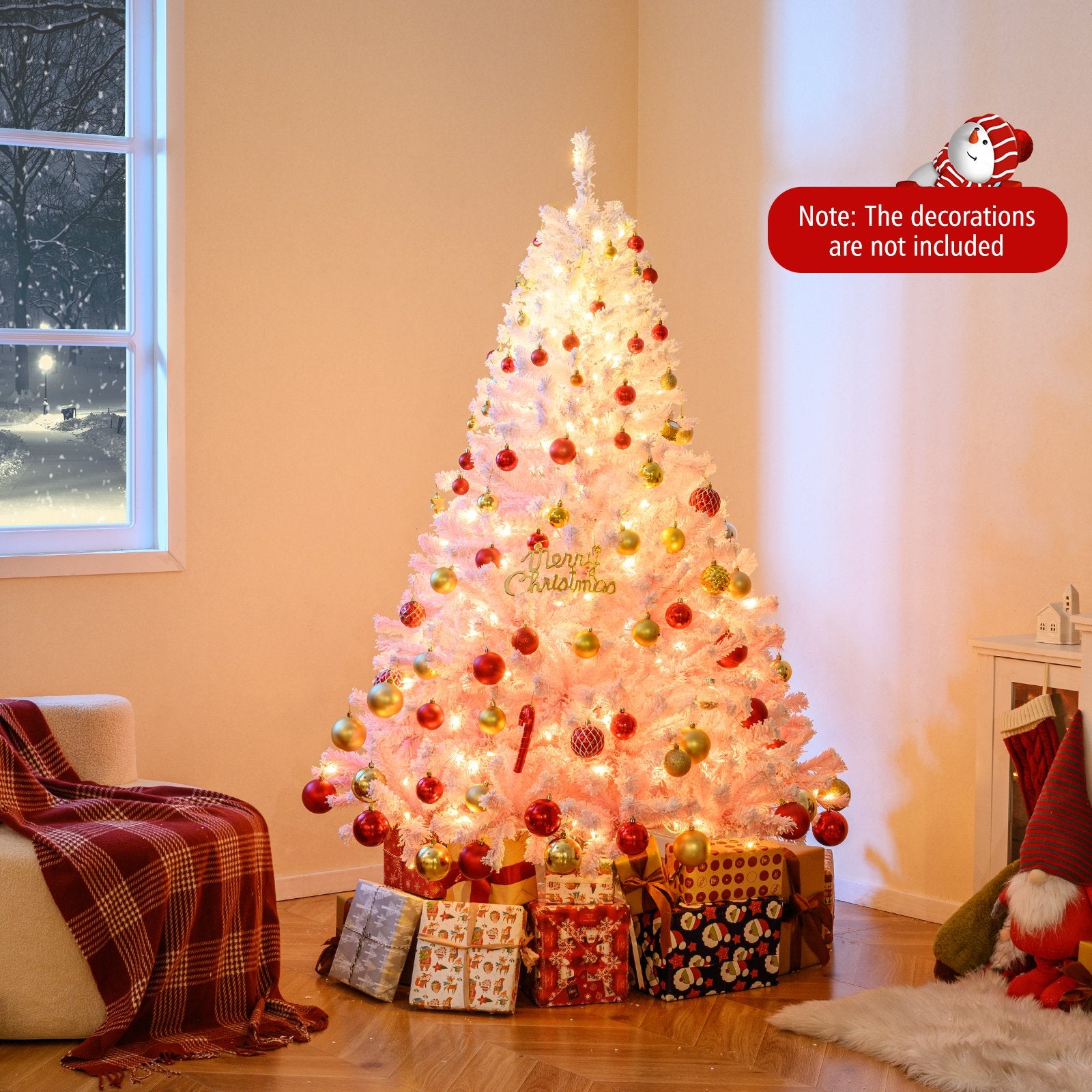 5/6/7/8 FT Artificial Christmas Tree with Warm White LED Lights and 8 Modes for Holiday-6 Feet, Pink Christmas Tree at Gallery Canada
