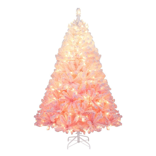 5/6/7/8 FT Artificial Christmas Tree with Warm White LED Lights and 8 Modes for Holiday-6 Feet, Pink Christmas Tree Options at Gallery Canada