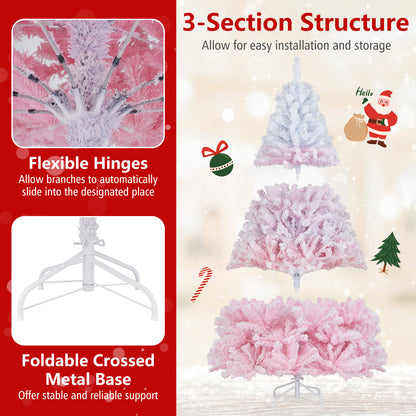 5/6/7/8 FT Artificial Christmas Tree with Warm White LED Lights and 8 Modes for Holiday-6 Feet, Pink Christmas Tree at Gallery Canada