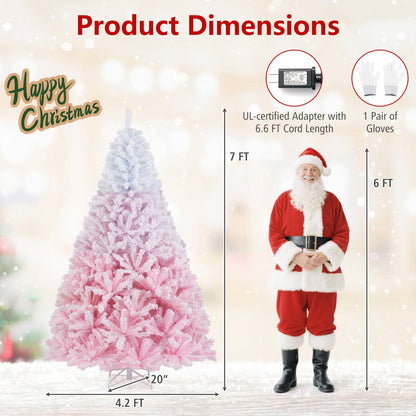 5/6/7/8 FT Artificial Christmas Tree with Warm White LED Lights and 8 Modes for Holiday-7 Feet, Pink Christmas Tree at Gallery Canada