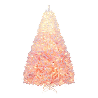 5/6/7/8 FT Artificial Christmas Tree with Warm White LED Lights and 8 Modes for Holiday-7 Feet, Pink Christmas Tree Options at Gallery Canada