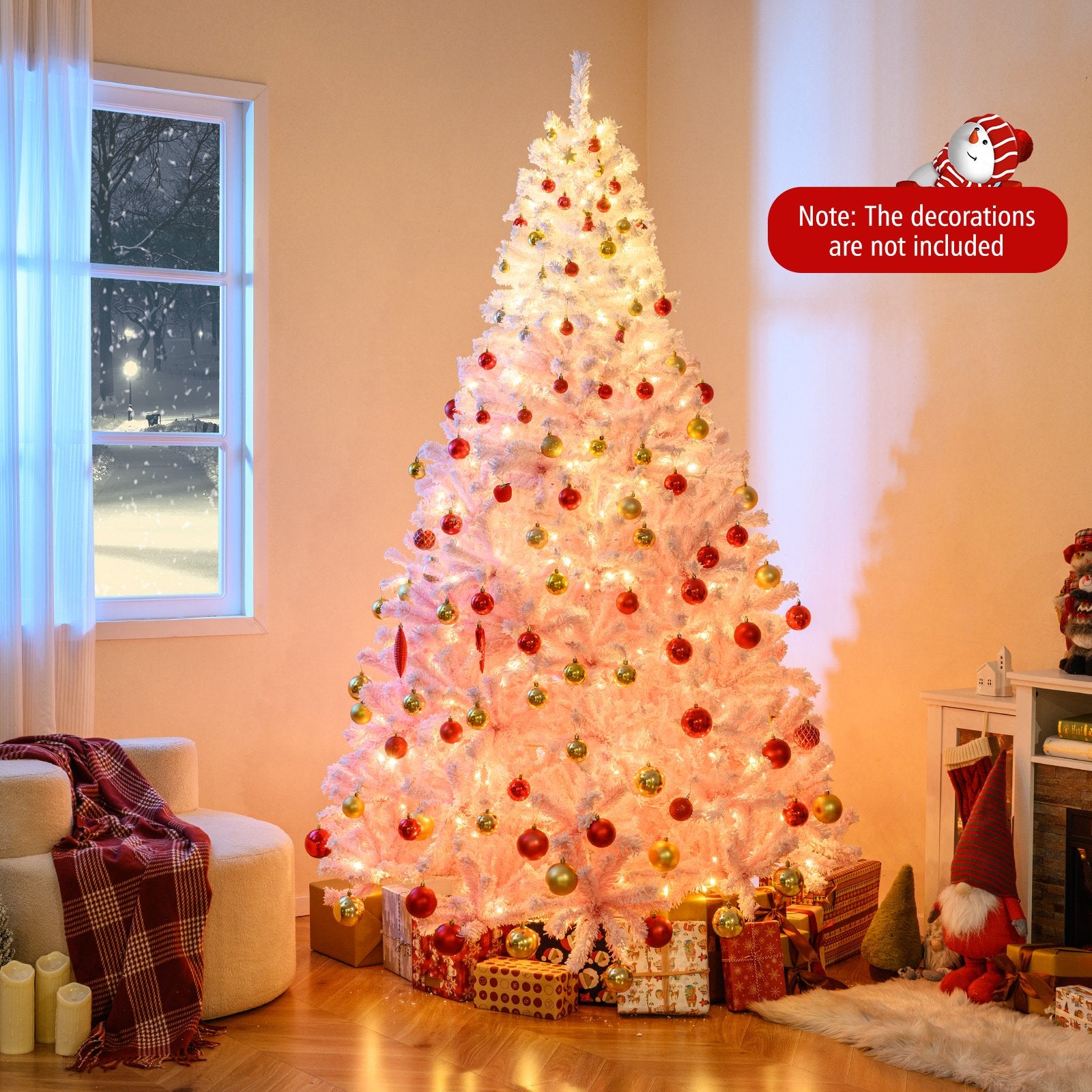 5/6/7/8 FT Artificial Christmas Tree with Warm White LED Lights and 8 Modes for Holiday-8 Feet, Pink Christmas Tree at Gallery Canada