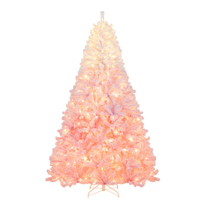 5/6/7/8 FT Artificial Christmas Tree with Warm White LED Lights and 8 Modes for Holiday-8 Feet, Pink Christmas Tree Options at Gallery Canada