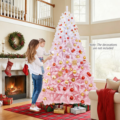 5/6/7/8 FT Artificial Christmas Tree with Warm White LED Lights and 8 Modes for Holiday-8 Feet, Pink Christmas Tree at Gallery Canada