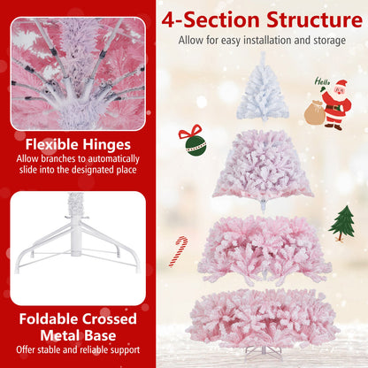 5/6/7/8 FT Artificial Christmas Tree with Warm White LED Lights and 8 Modes for Holiday-8 Feet, Pink Christmas Tree at Gallery Canada