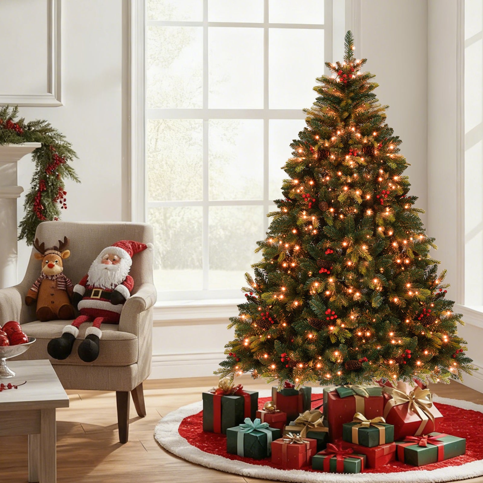 5/6/7/8 FT Artificial Christmas Tree with LED Lights and Remote APP Control-6 ft, Green Christmas Tree at Gallery Canada